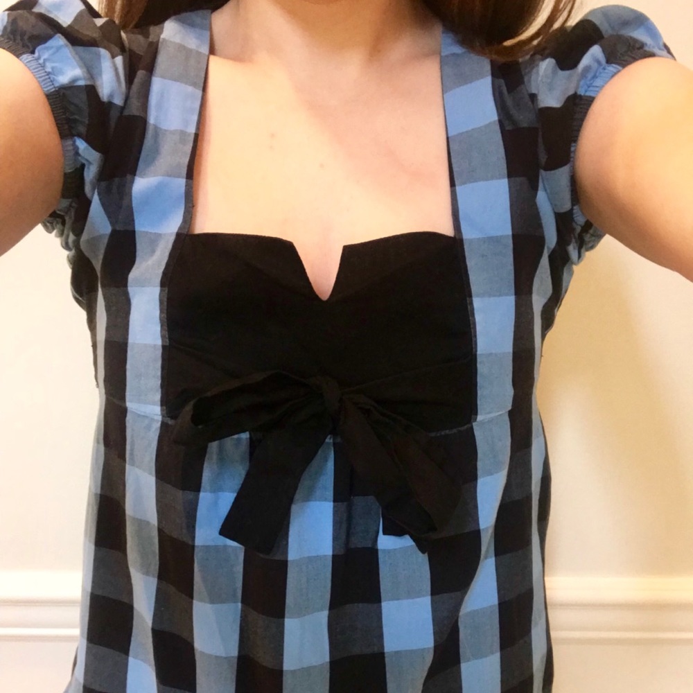 Kenzie Girl Blue Black Gingham Top XS